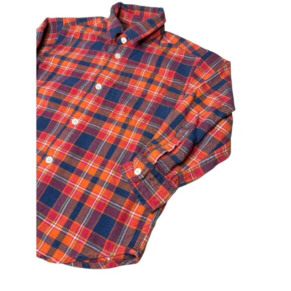 Vintage Gap Boys Orange Plaid Button Up Flannel XS 4 Chest Pocket Fall Kidcore - Picture 2 of 7